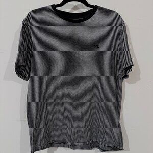 Calvin Klein Striped T-Shirt Size L - Black & White - 100% Cotton Casual
